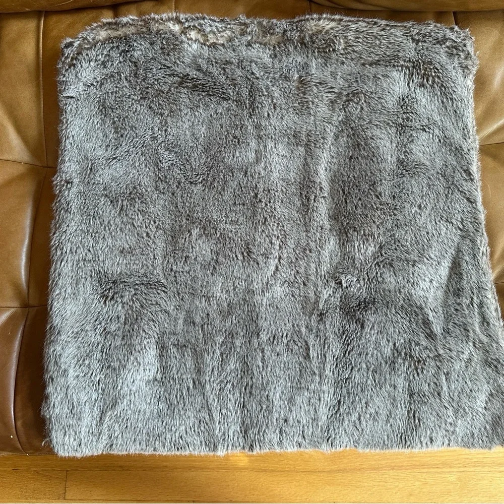 Restoration Hardware Grey Faux Fur Pillowcase